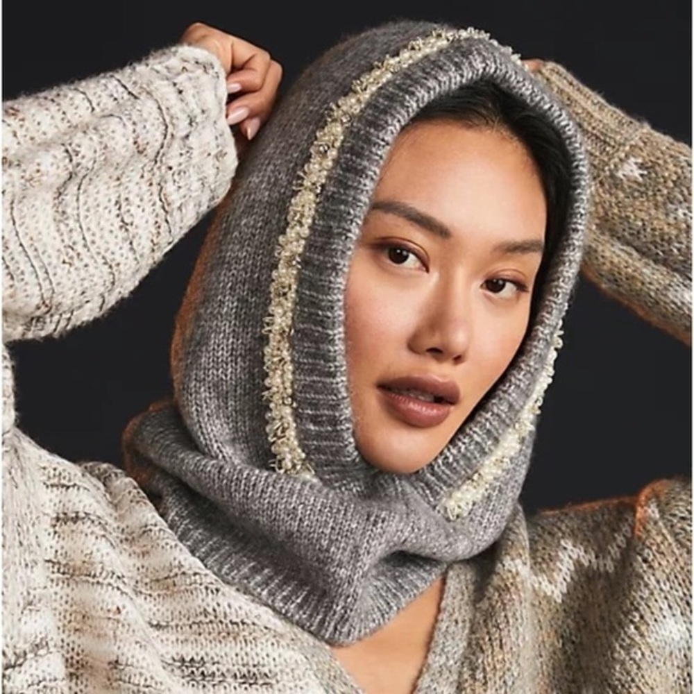 NWT Anthropologie Embellished Knit Hood